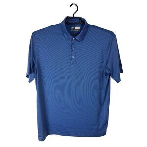 Callaway Golf Men's L Short Sleeve Performance Polo Blue‎ Striped Opti-dri